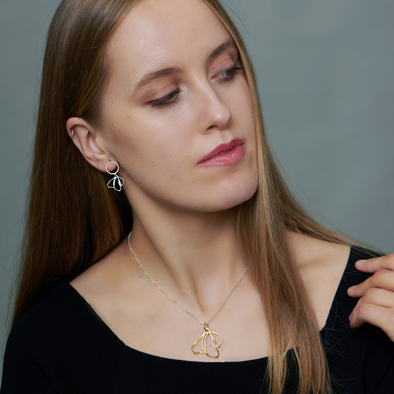 deco_echo_silver_and_gold_organic_natural_petal_drop_earrings_and_necklace