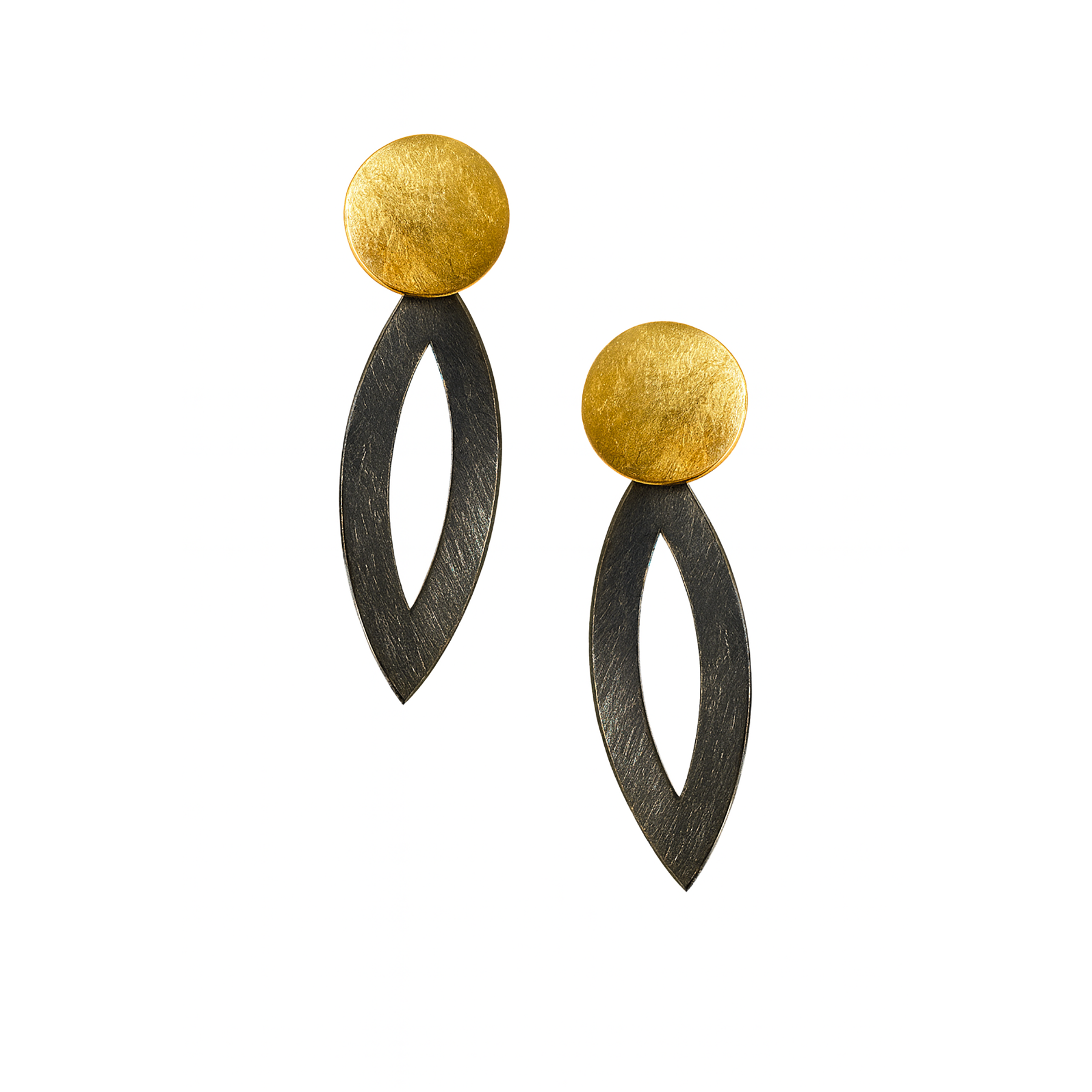 Two Tone Circle & Teardrop Drop Earrings