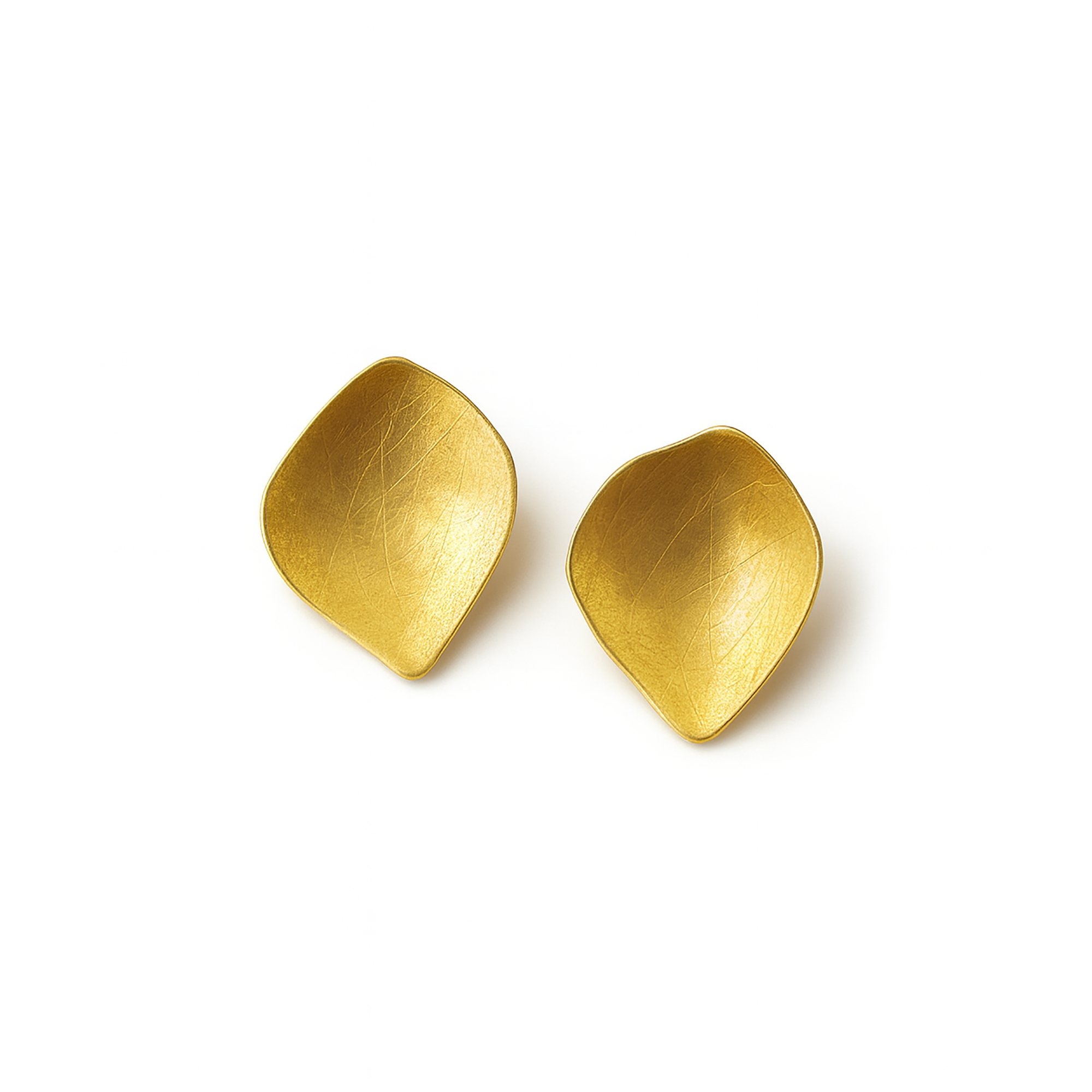 Gold Vermeil Textured Petal Shaped Stud Earrings