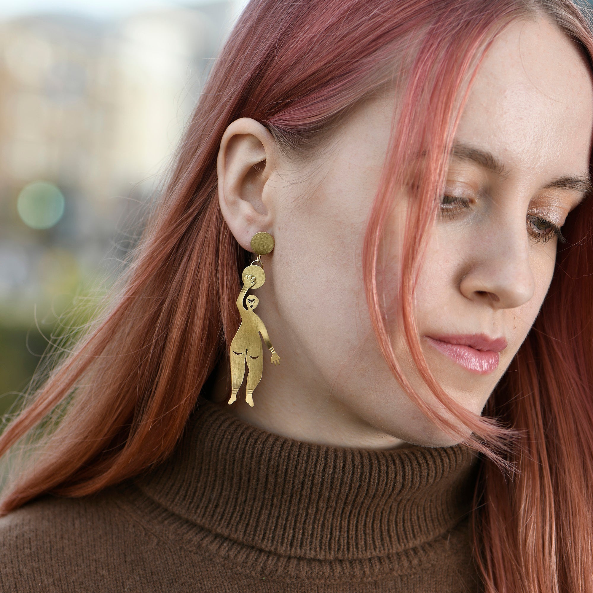 Hanging Standing Lady Earrings