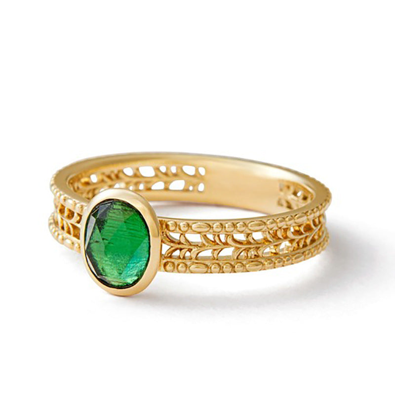 Gold Vermeil Ring with Peridot Stone