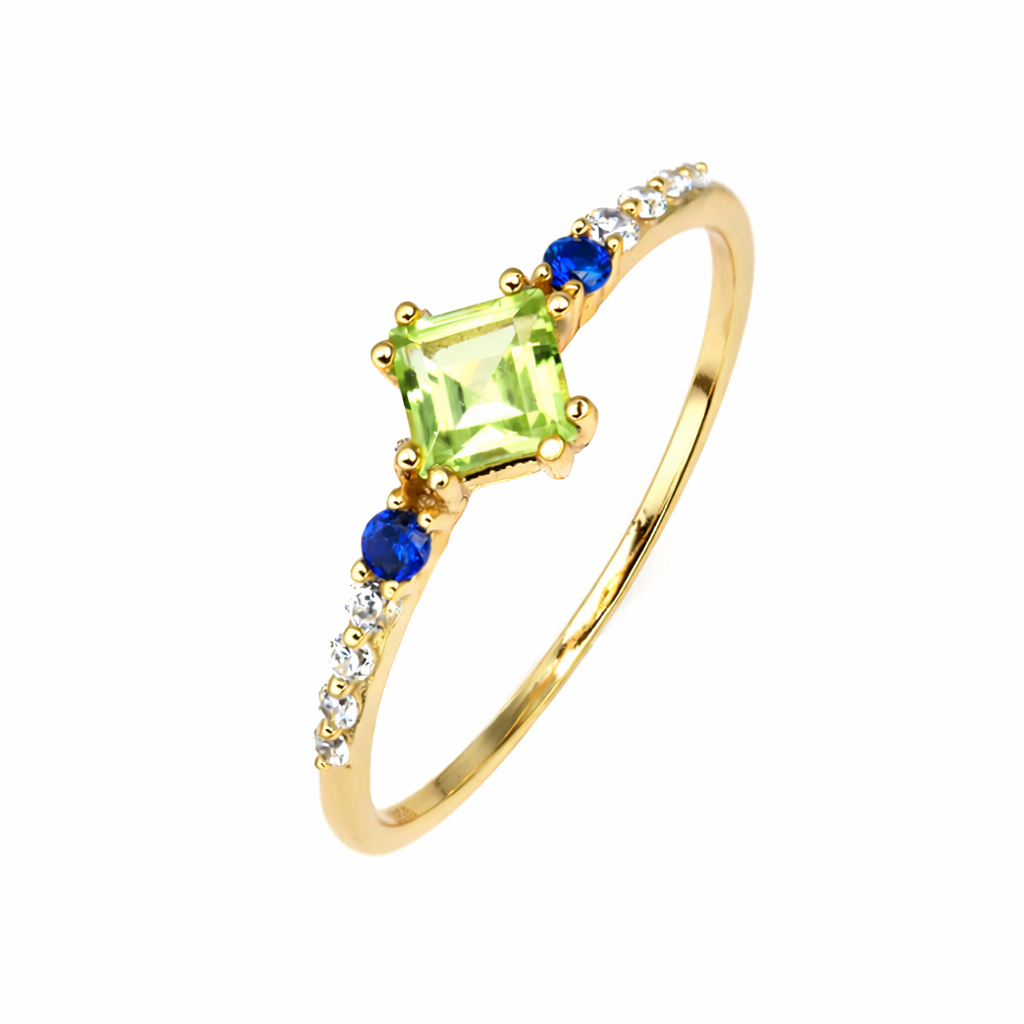 Gold Vermeil Peridot Green Fine Silver Ring