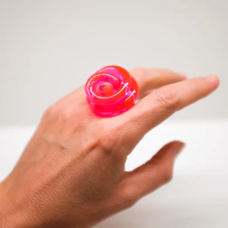 Monaco Lucite Neon Pink Knot Ring