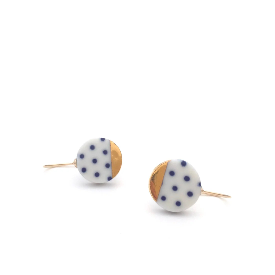 Blue Polka Dot Porcelain Earrings