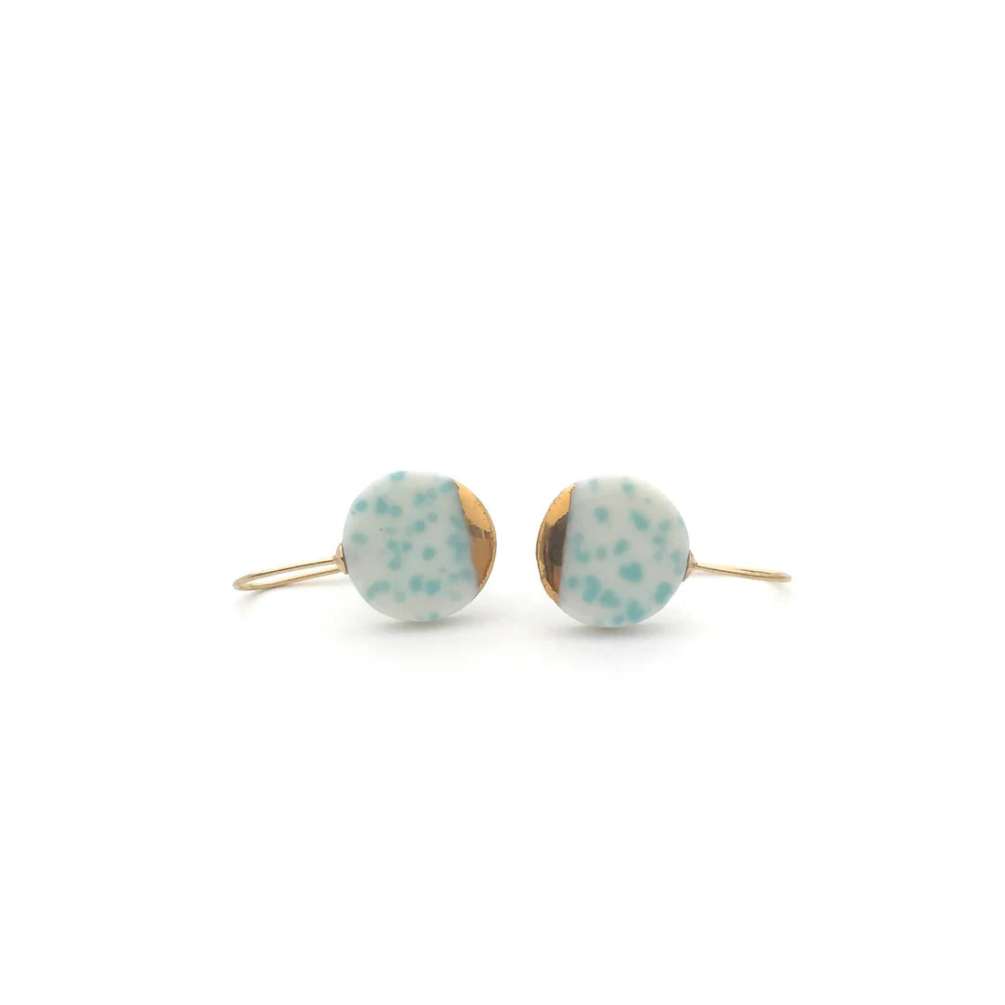 Mint Green and Gold Porcelain Earrings