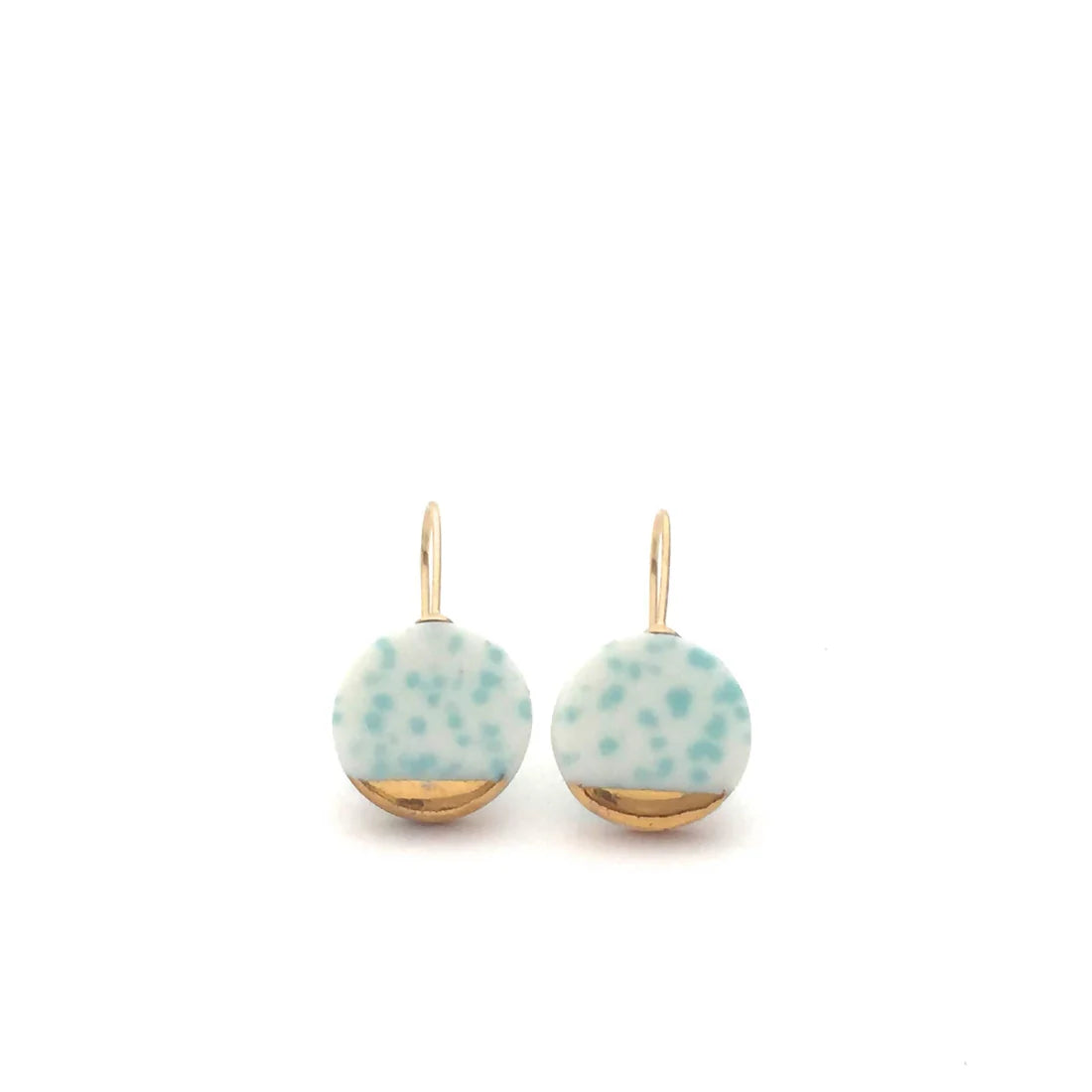 Mint Green and Gold Porcelain Earrings