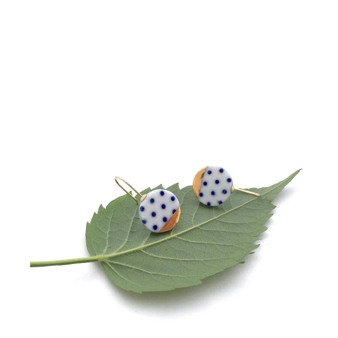 Blue Polka Dot Porcelain Earrings