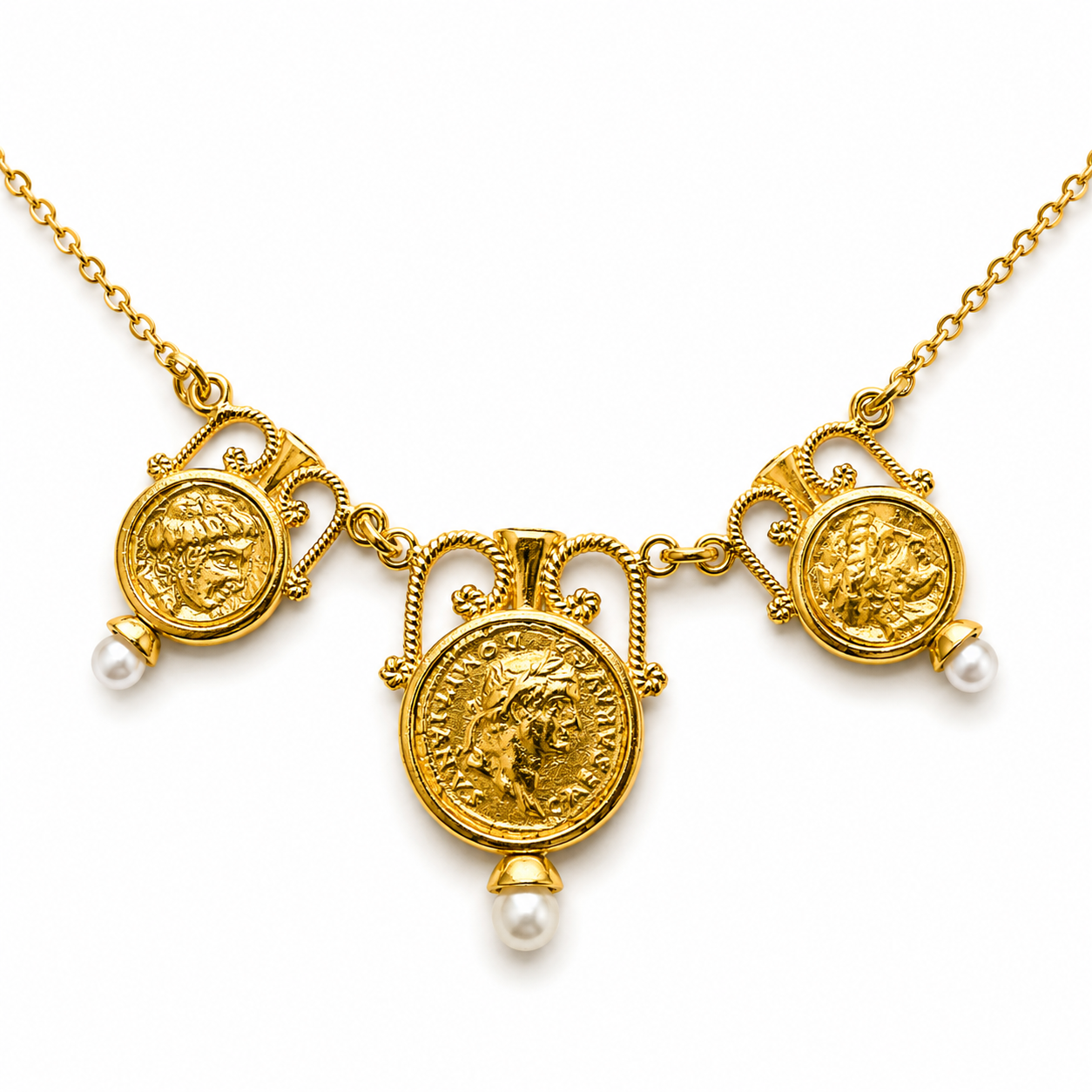 Large Trio Coin Necklace