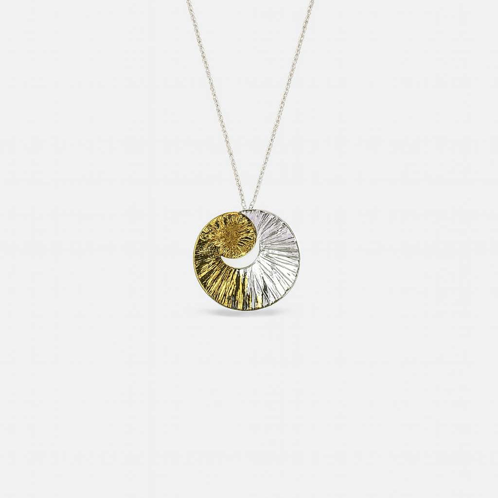 Sterling Silver & Gold Vermeil Textured Swirl Necklace