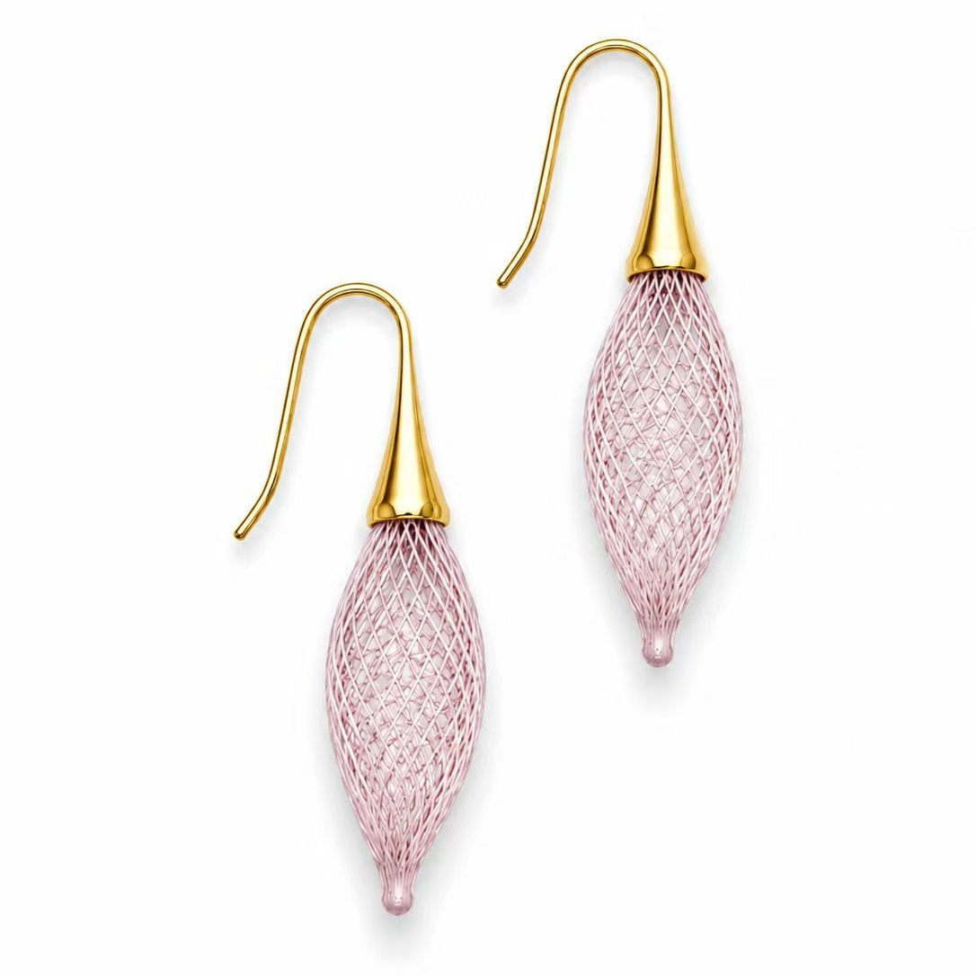 Mini Dusty Pink Epineuse Leaf Drop Earrings