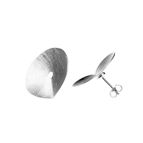 Sterling Silver Large Folded Circle Earrings