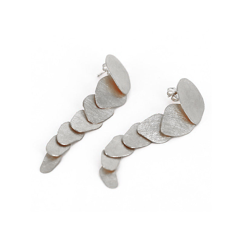 Long Textured Geometric Drop Earrings