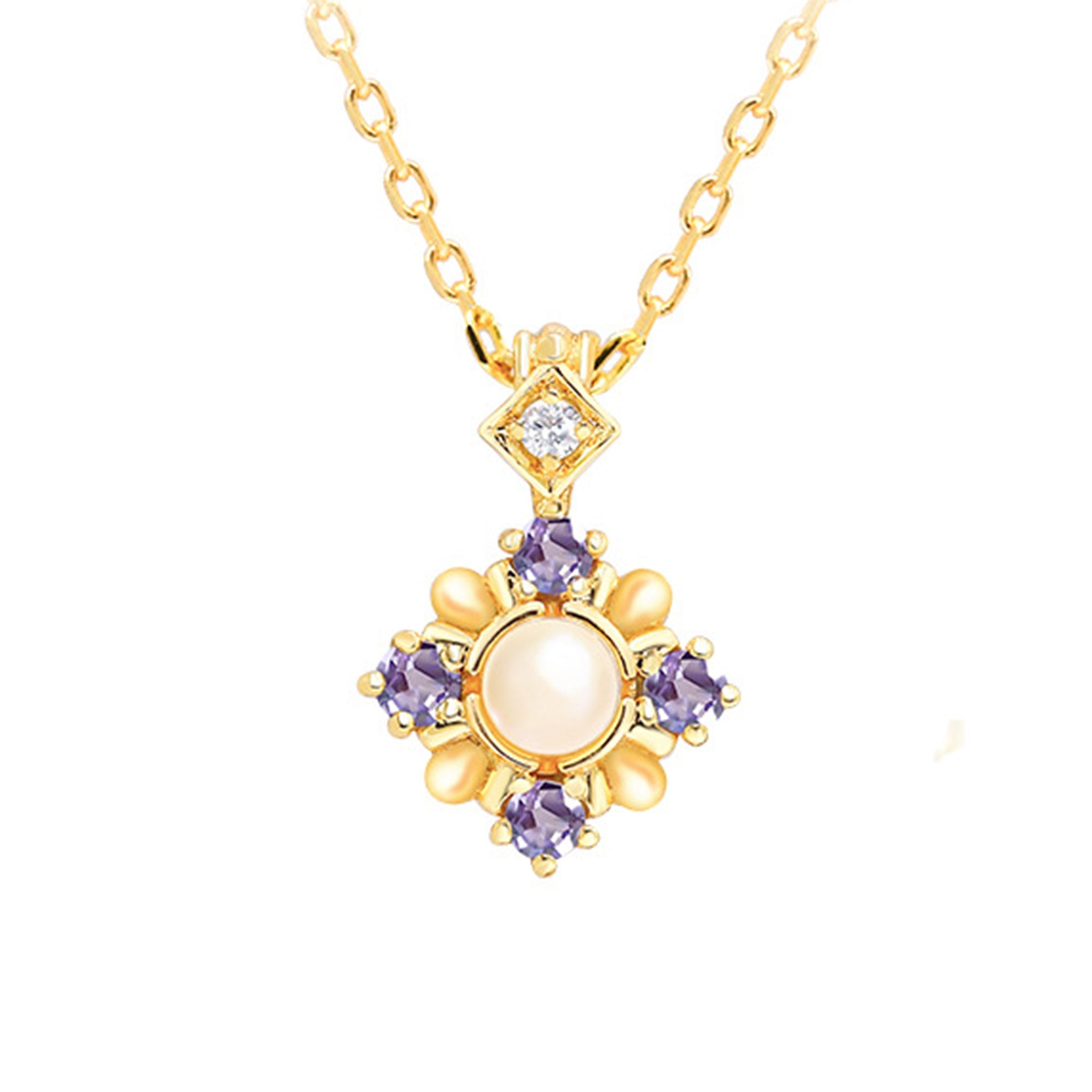 Gold Vermeil, Tanzanite and Pearl Necklace