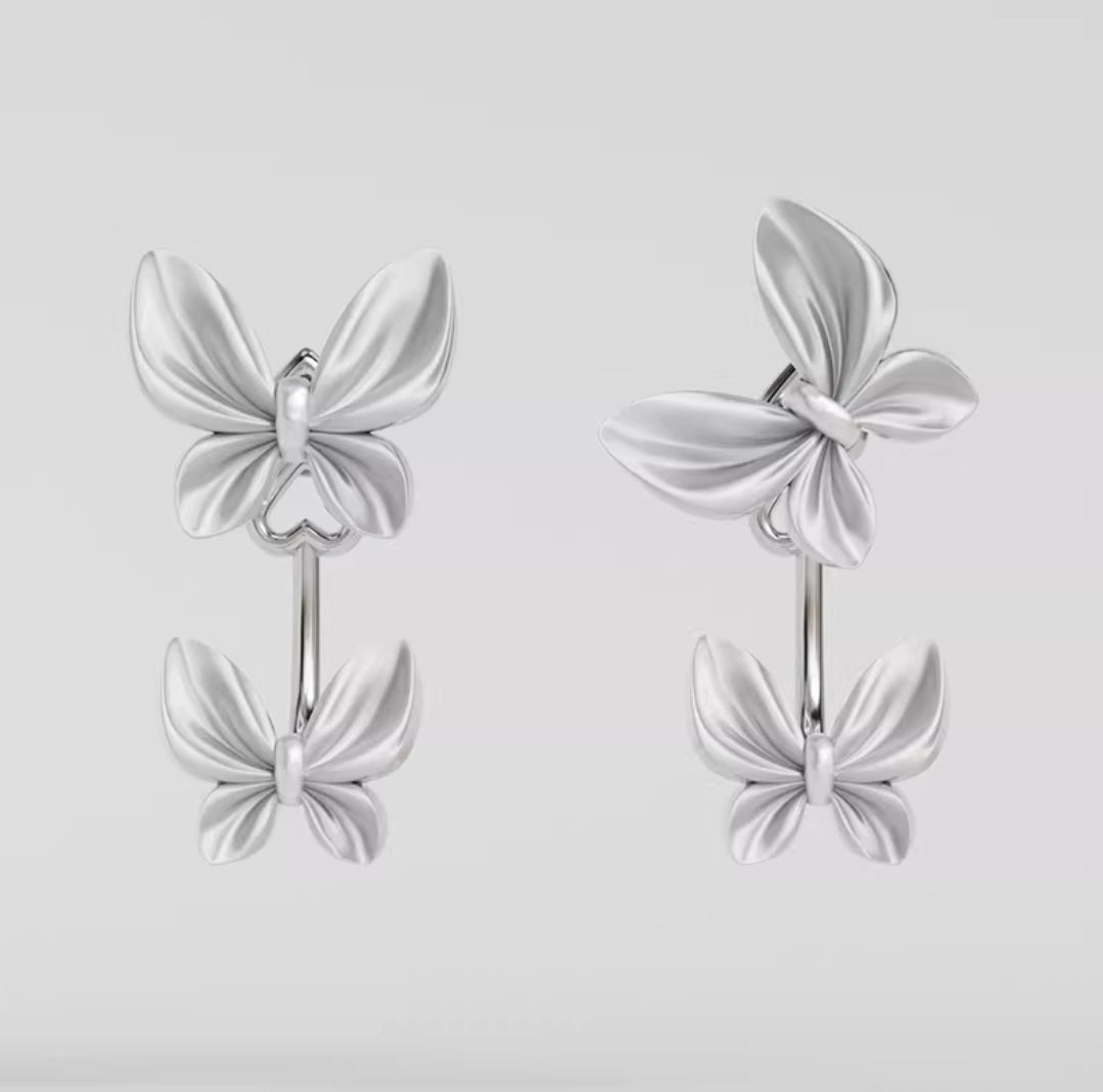 Shi Kou Er Jiong Butterfly Jack back Drop Earrings