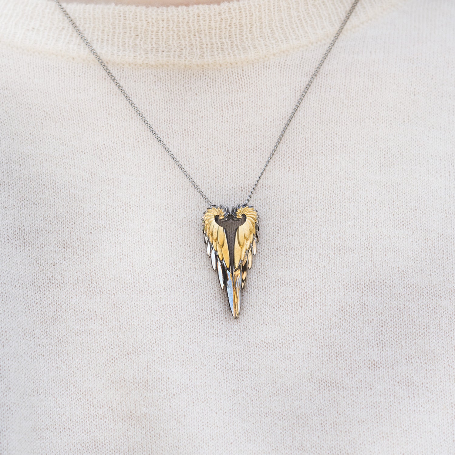 Gold and Black Contrast Angel Wing Necklace