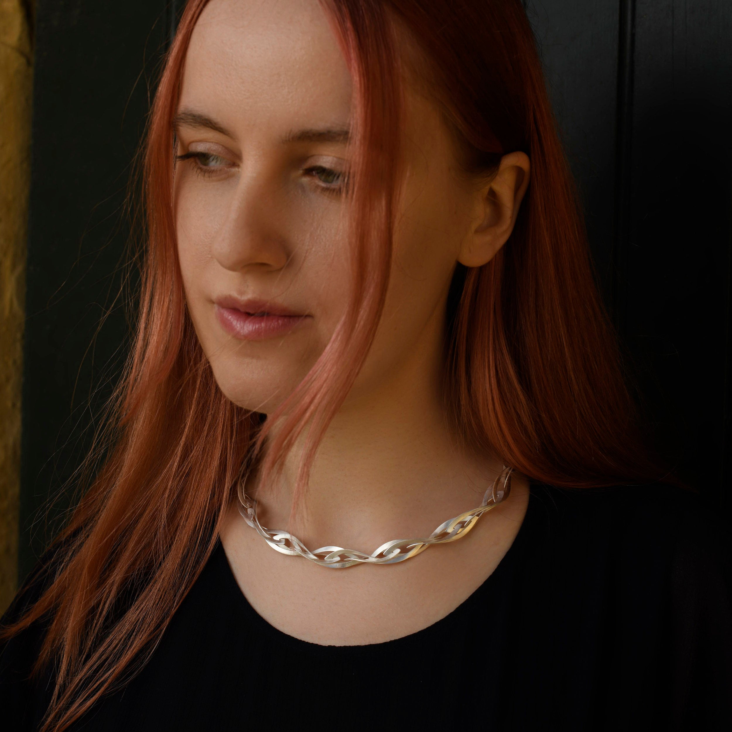 Silver Twisted Interlocking Chain Necklace