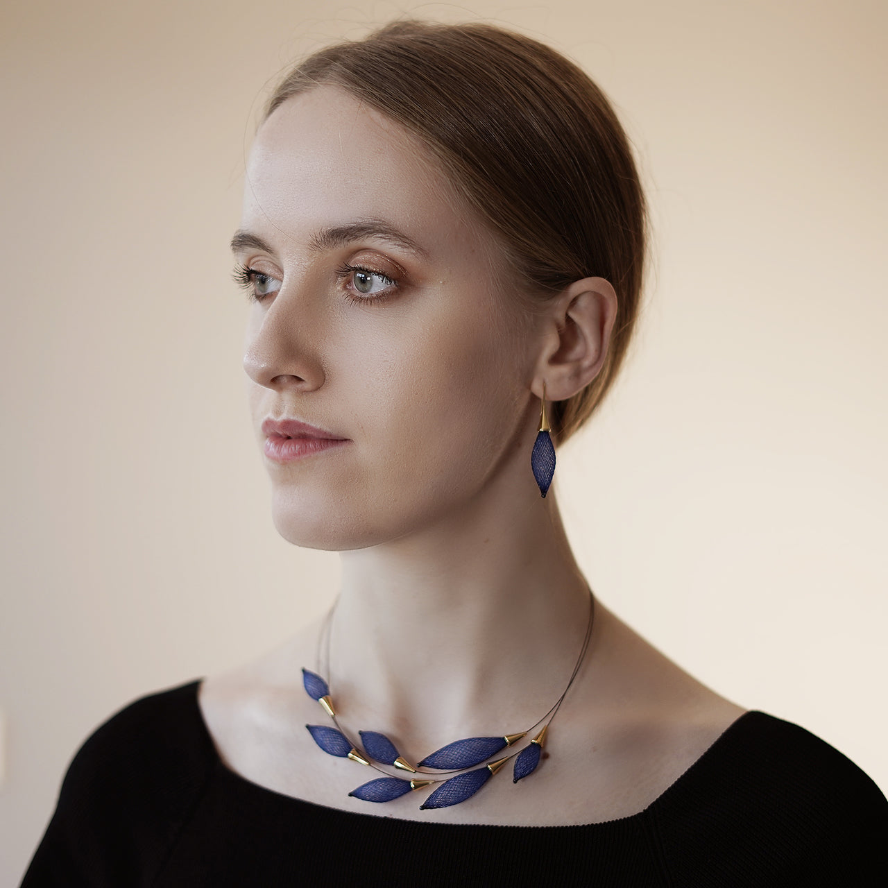 Blue and Teal Silver Epineuse Leaf Earrings